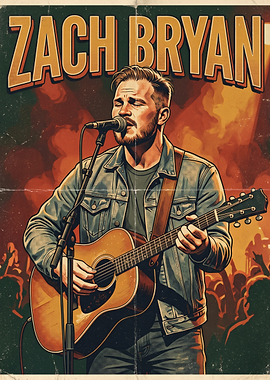 Zach Bryan Concert Poster Art
