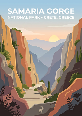 Samaria Gorge National Park Travel Poster