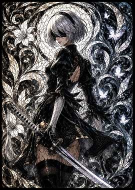 2B Stained Glass Style Portrait