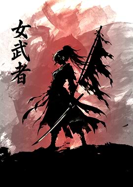 Onna-musha Samurai Warrior Silhouette