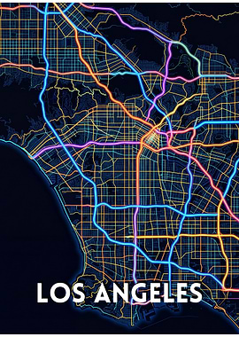 Neon Los Angeles City Map