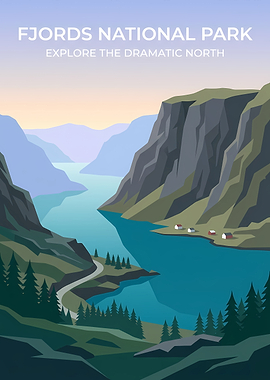 Fjords National Park Travel Poster