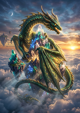 Majestic Crystal Dragon on Floating Island