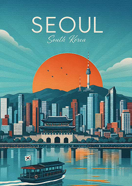 Vintage Travel Poster of Seoul