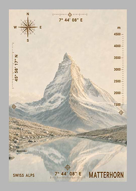 Matterhorn Swiss Alps Field Observation Archive Poster