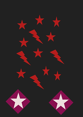 Minimalist Red Stars and Lightning Pattern