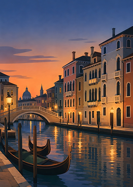 Venice Canal at Sunset