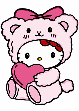 Hello Kitty in Pink Bear Costume
