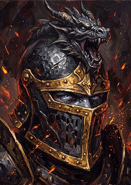 Dragon Knight in Fiery Armor