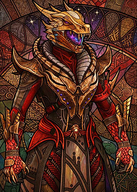Stained Glass Dragon Warrior Portrait