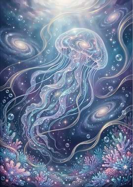 Jellyfish Galaxy – Dreamy Cosmic Ocean Wall Art
