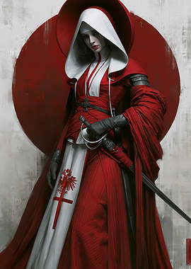Warrior Nun in Red and White