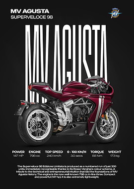 MV Agusta Superveloce 98 Motorcycle Poster