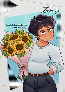 Anime Boy Holding Sunflower Bouquet