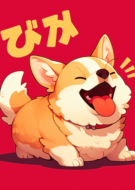 Happy Corgi Illustration