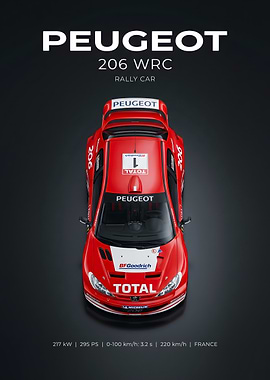 Peugeot 206 WRC Rally Car Poster