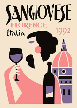 Vintage Sangiovese Florence Wine Poster