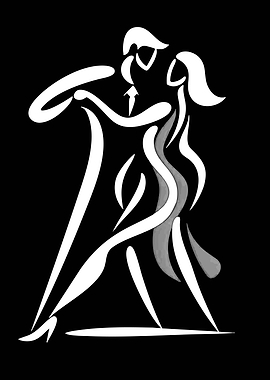 Minimalist Tango Dancers Silhouette