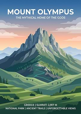 Mount Olympus Travel Poster