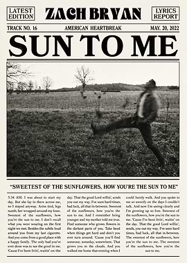 Zach Bryan Sun To Me Poster