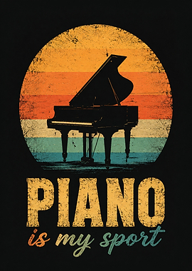 Piano Is My Sport Retro Design