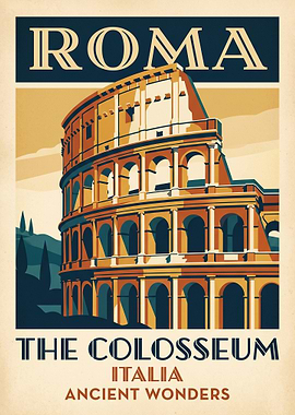 Vintage Travel Poster of Rome Colosseum