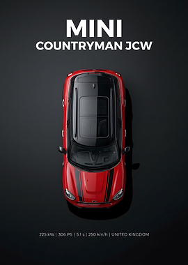 Mini Countryman JCW Top View Poster