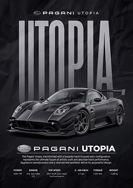 sleek black Utopia car Poster
