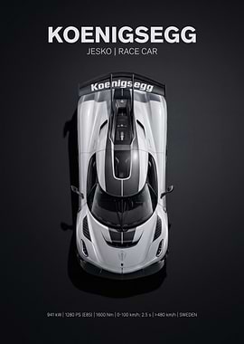 Koenigsegg Jesko Race Car Poster