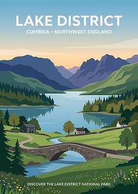 Lake District National Park Travel Poster