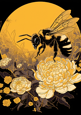 Bumblebee on Yellow Floral Bloom