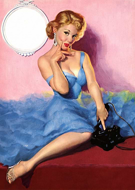 Vintage Pin-Up Girl with Telephone