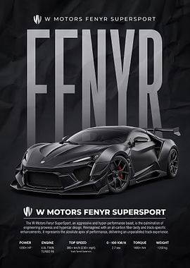 black W Motors Fenyr SuperSport car Poster