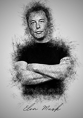 Elon Musk Sketch Portrait
