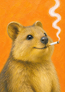 Quokka Smoking a Cigarette Painting