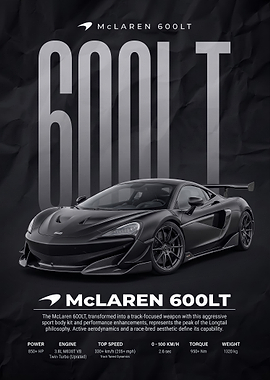 black sleek McLaren 600LT Car Poster