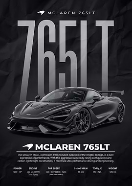 sleek black Mclaren 765LT car Poster