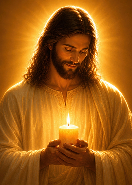 Jesus Holding a Glowing Candle