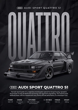 black art Sport Quattro S1 race car Poster