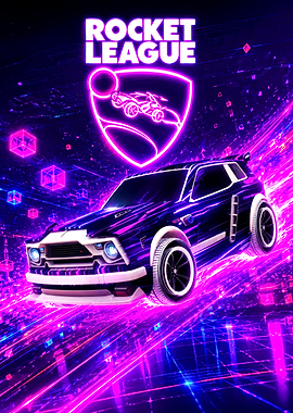 Rocket League Neon Cyberpunk Car Poster