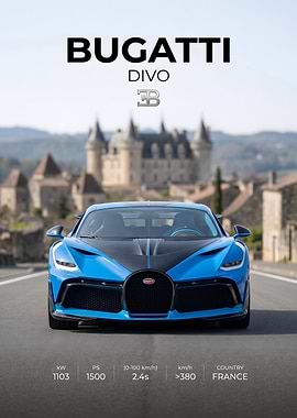 Bugatti Divo Supercar Poster