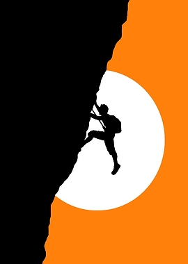 Minimalist Rock Climbing Silhouette