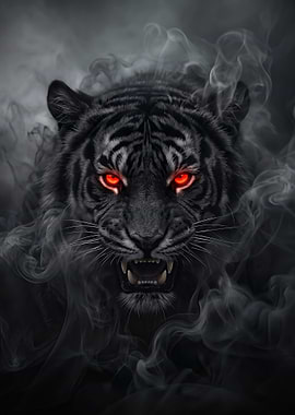Fierce Black Tiger with Glowing Eyes poster
