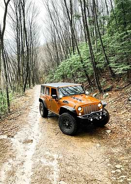 Orange Jeep Wrangler Off-Roading