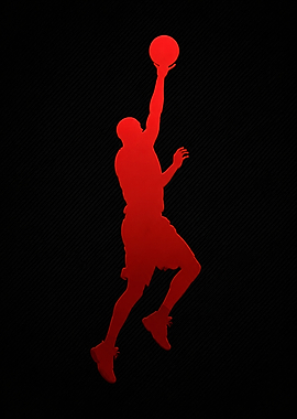 Red Basketball Player Silhouette