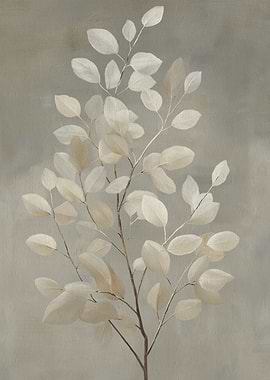 Minimalist Neutral Botanical Leaf Painting