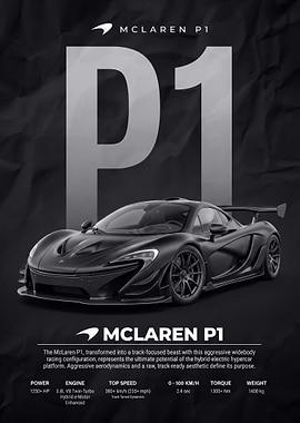 black car P1 Hypercar car Poster