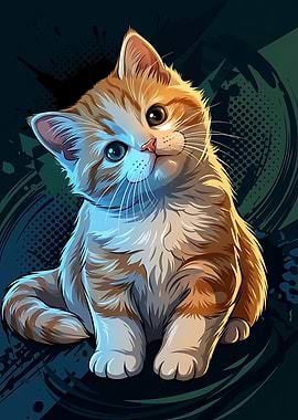 Adorable Orange Tabby Kitten Illustration