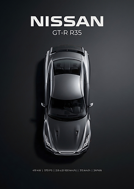 Nissan GT-R R35 Minimalist Poster