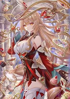 Girl with Tea Party Elements